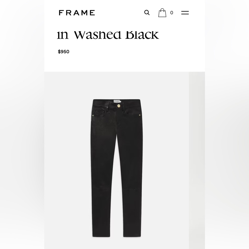 Frame 100% Leather Le Skinny de Jeanne Jeans Size 27 Black Luxury Jeans - Picture 14 of 14